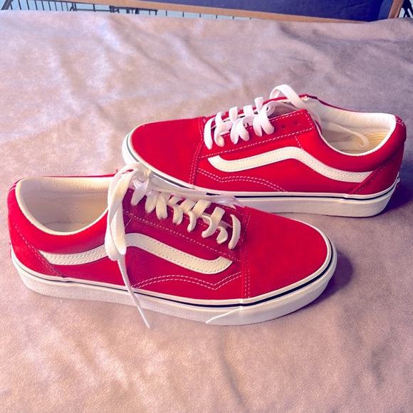 Vans Shoes - Vans off the Wall Red Suede Sneakers Mens Womens 6.5/8